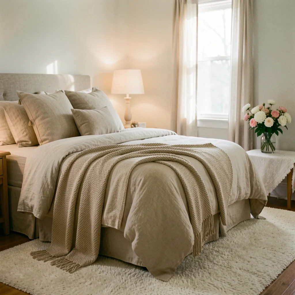 Neutral-toned guest room design